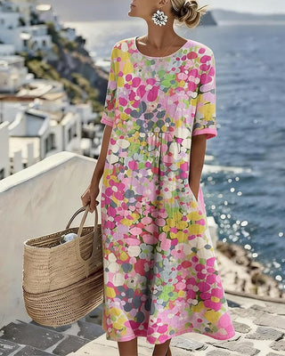 Robe midi à fleurs, ample et légère