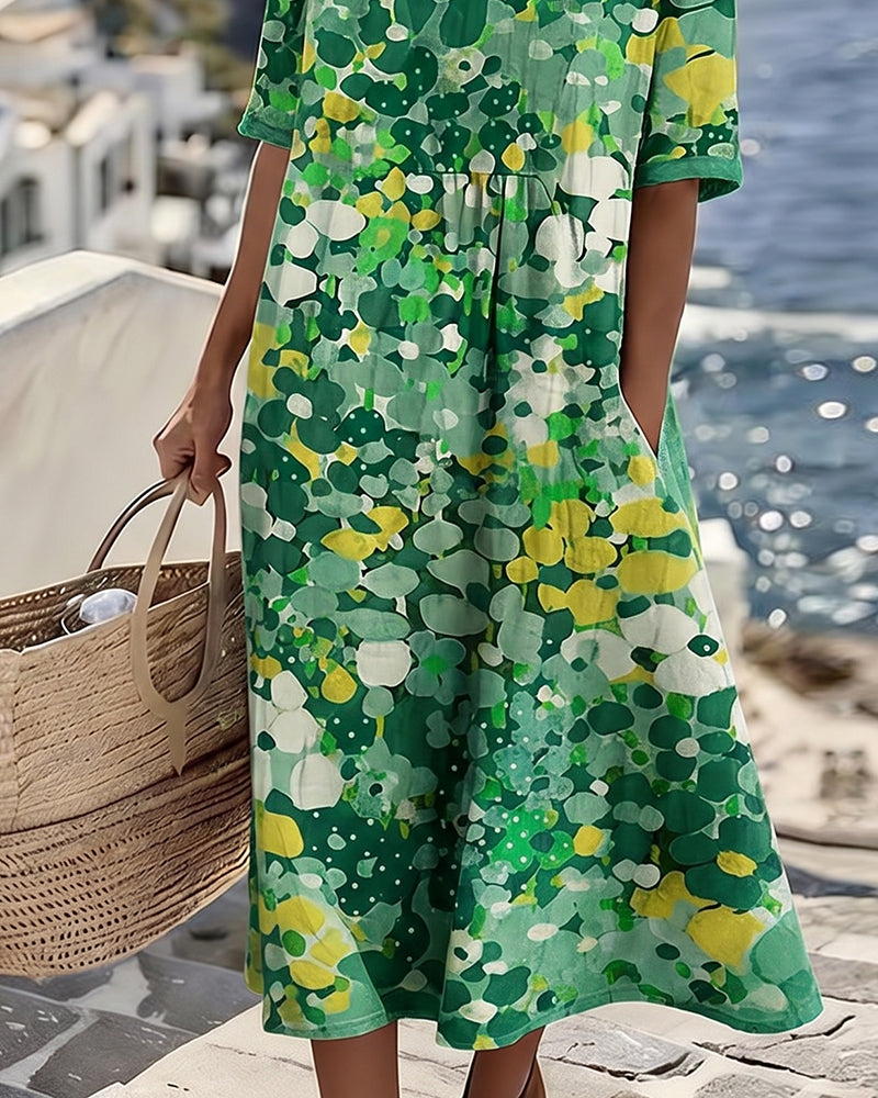 Robe midi à fleurs, ample et légère