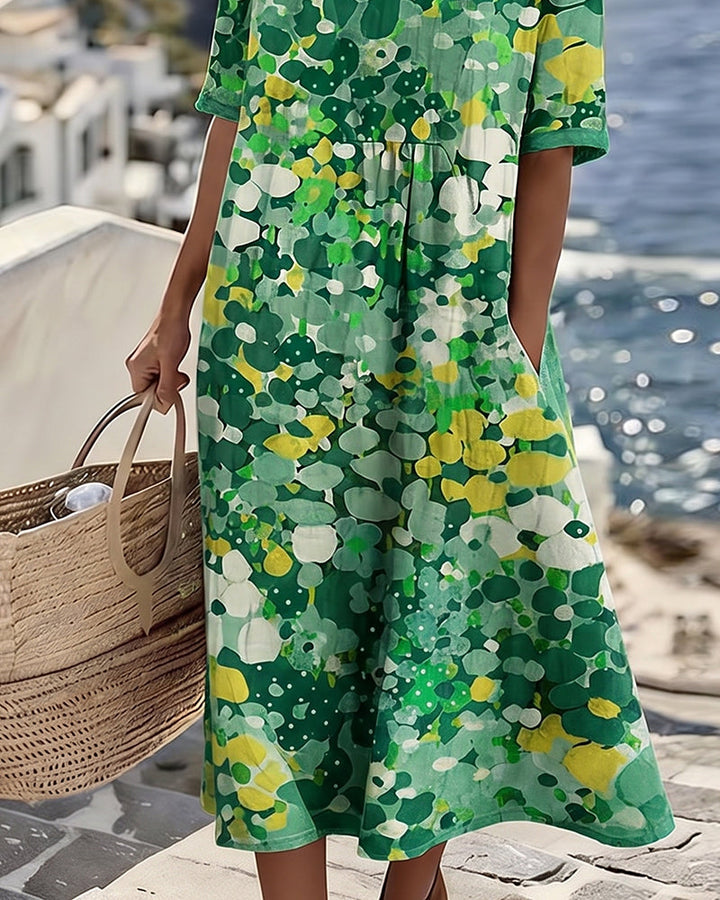 Robe midi à fleurs, ample et légère