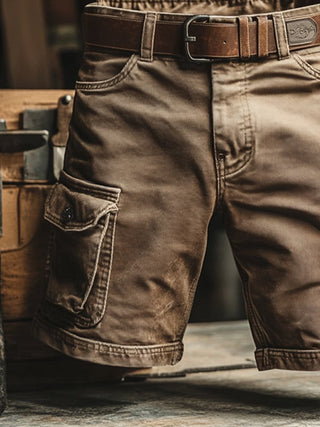Short cargo rétro à poches multiples