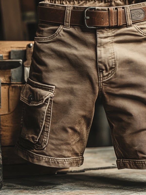 Short cargo rétro à poches multiples