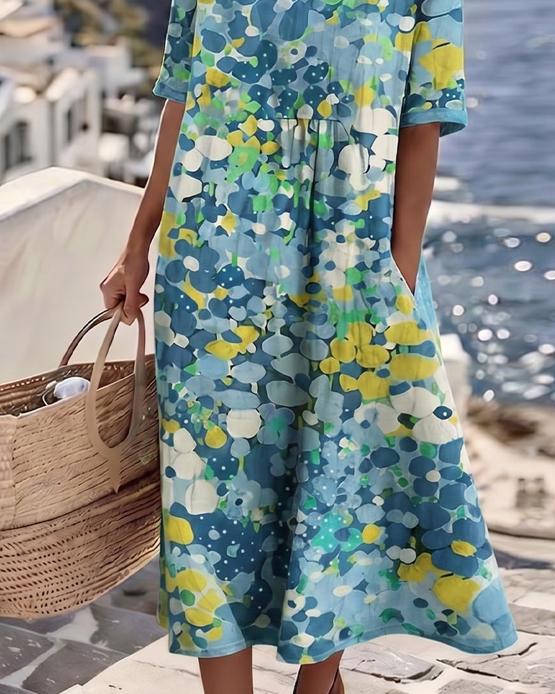 Robe midi à fleurs, ample et légère